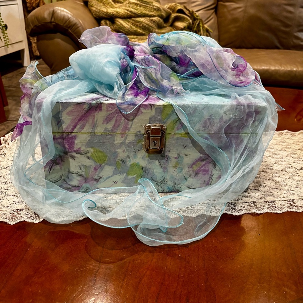 Upcycled Vintage Travel Case Teal and Purple Handmade Repurposed